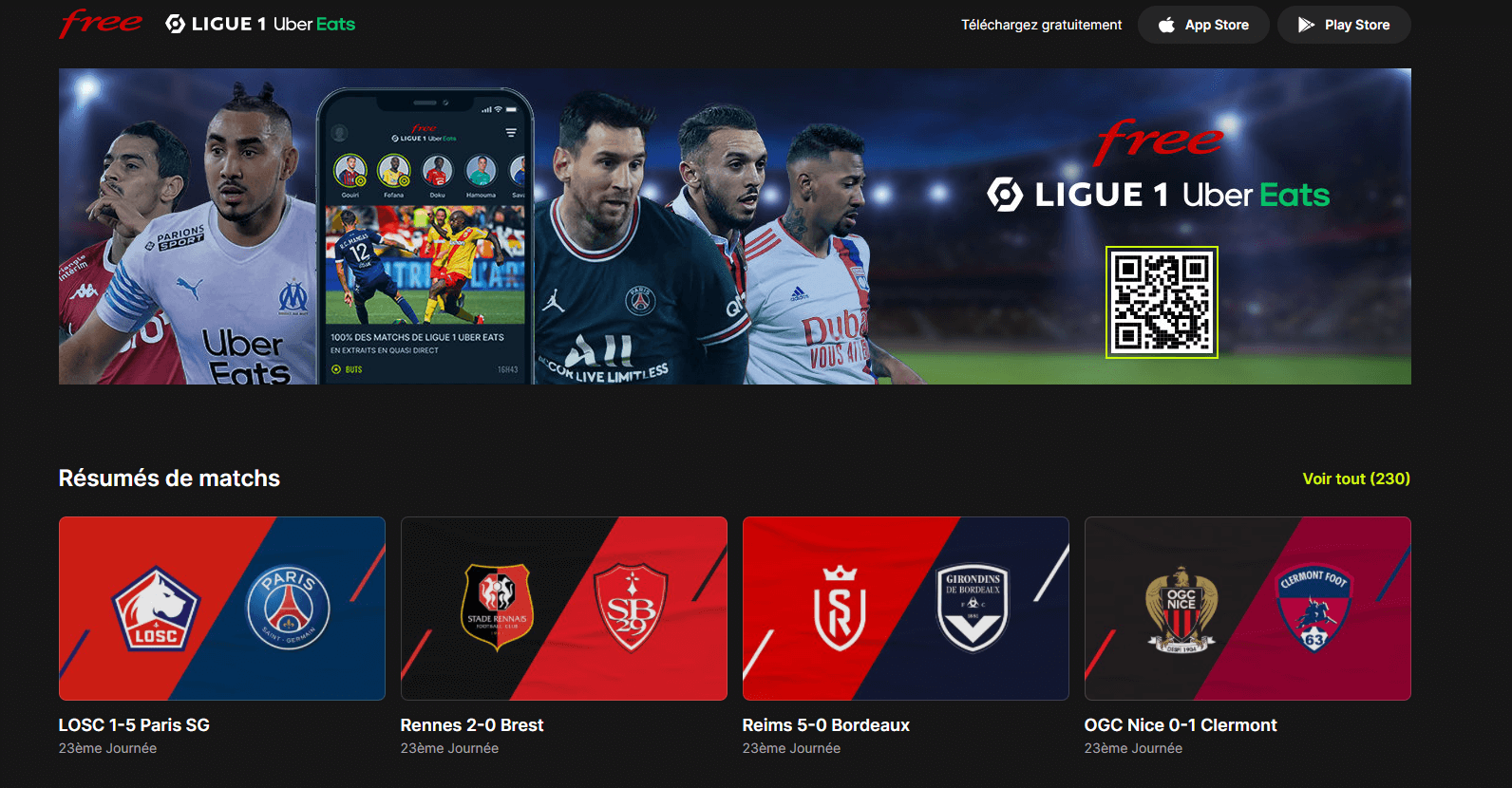 Free Ligue 1 page d'accueil