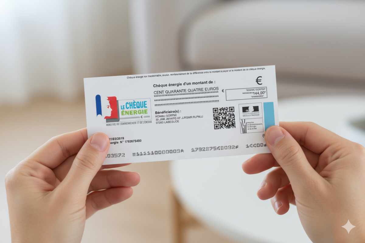 chèque énergie tenu entre mains