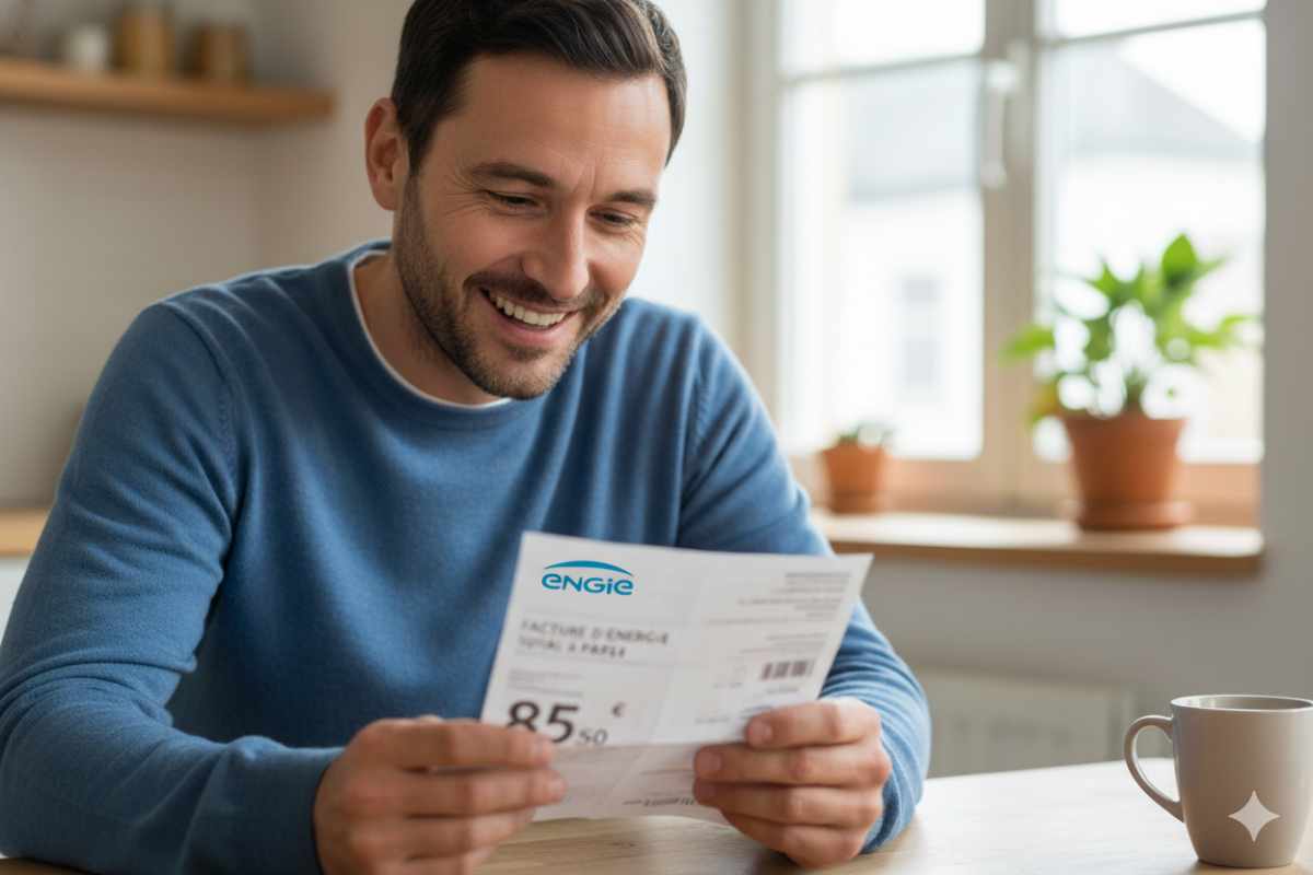 homme lisant une facture engie