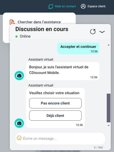 Chat en ligne Cdiscount Mobile