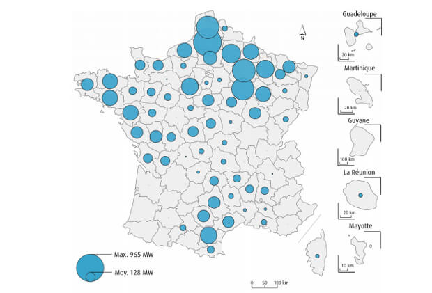 Répartition des installations éoliennes