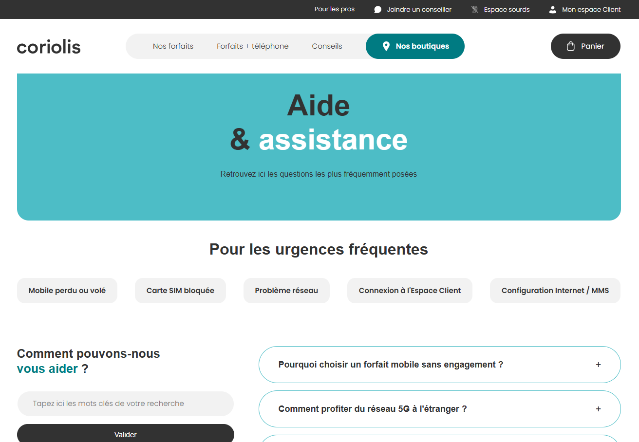 Assistance en ligne Coriolis