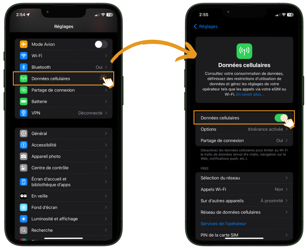 activer data iphone