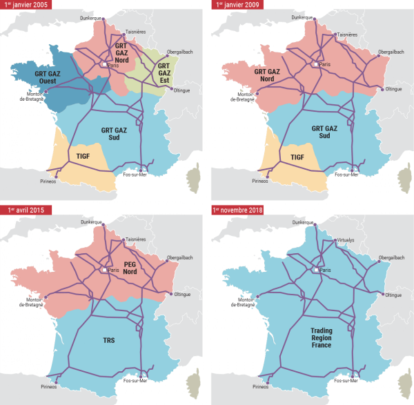 Évolution des zones gaz en France