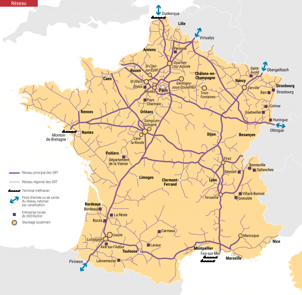 Réseau de transport de gaz français