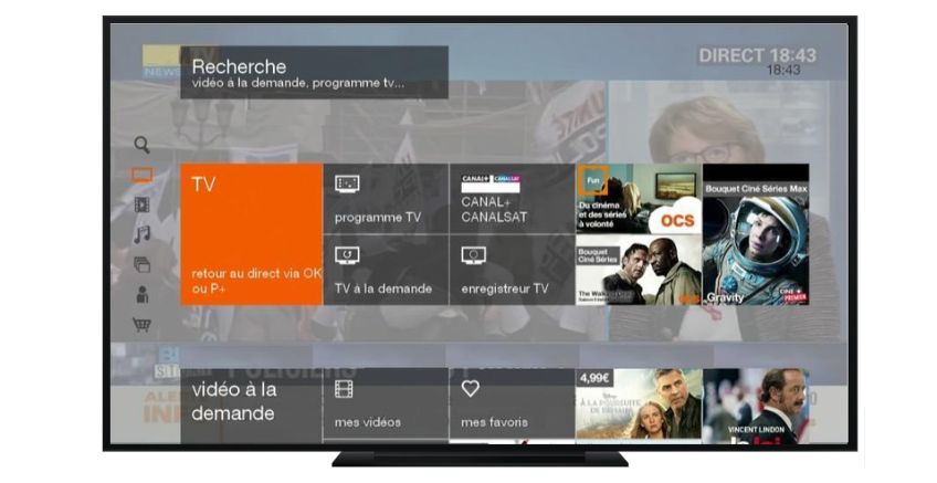Interface d'accueil TV Livebox Play Orange