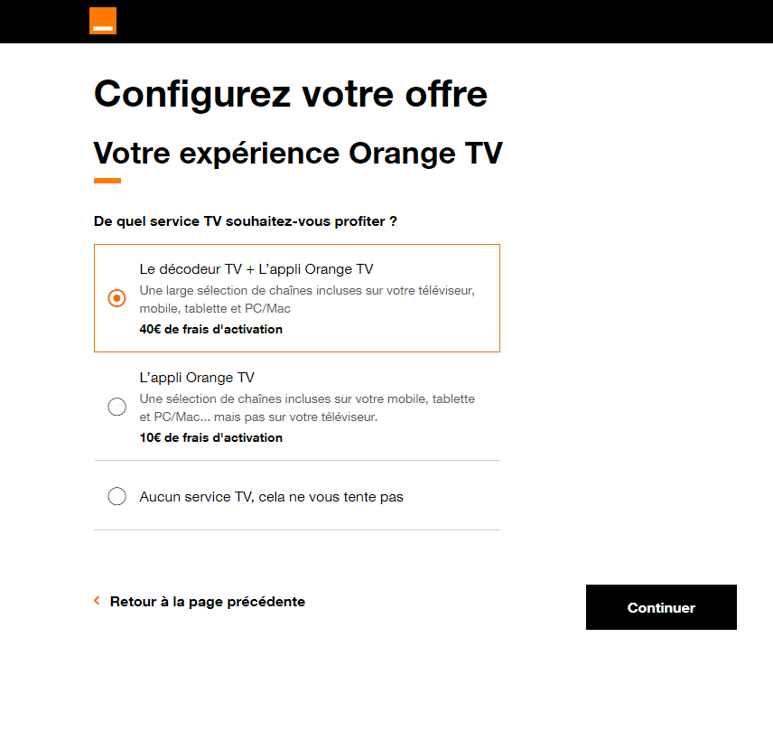 options TV Livebox Orange