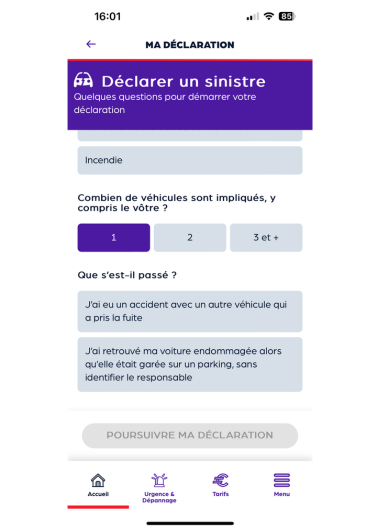 Questionnaire de déclaration de sinistres Direct Assurance Auto