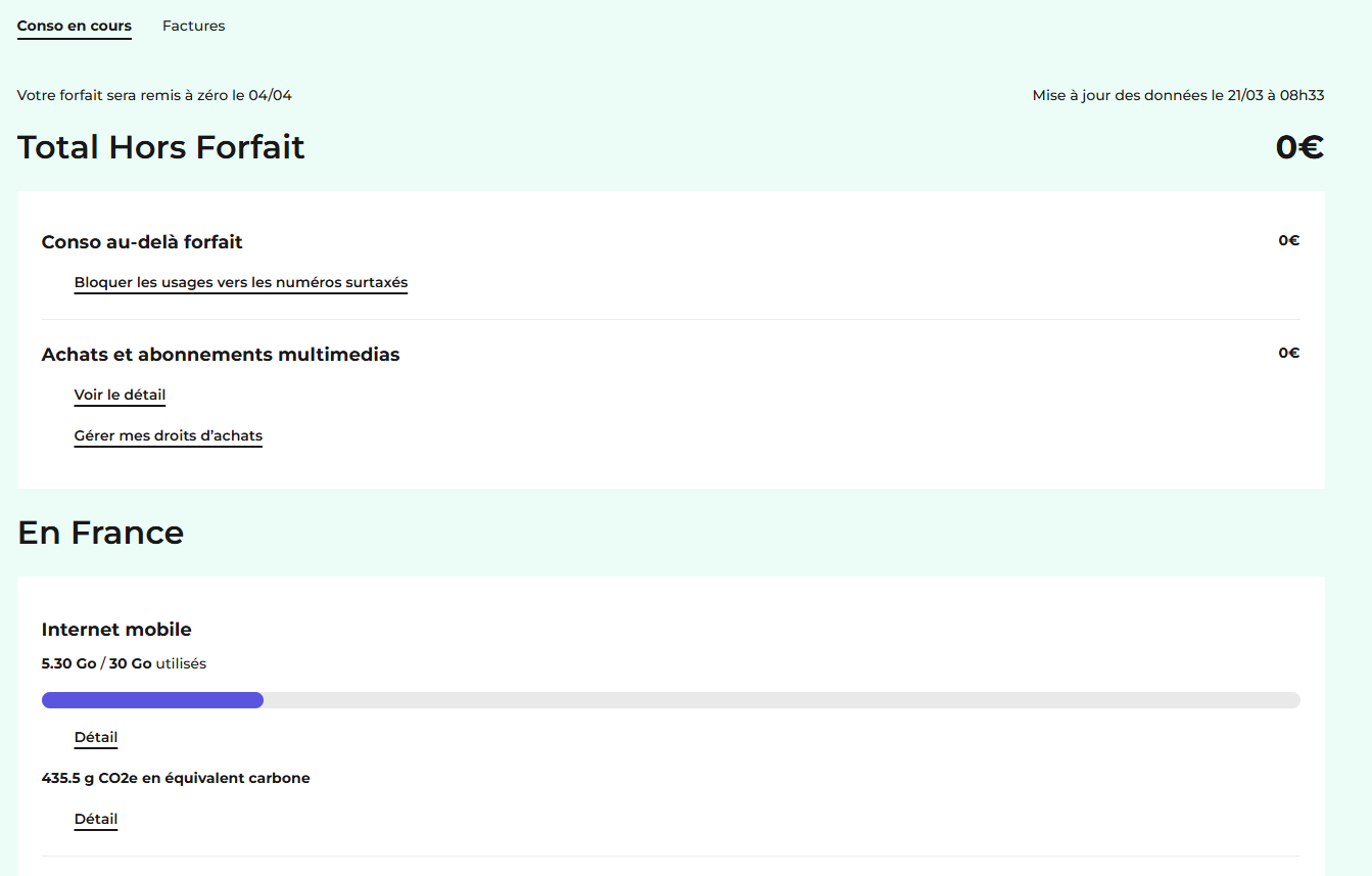 Suivre sa conso sur l'espace client RED