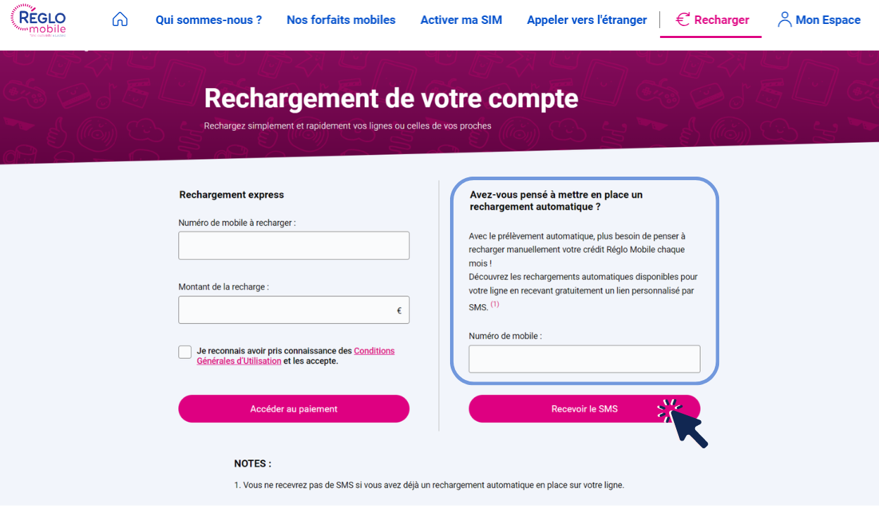 rechargement réglo mobile automatique