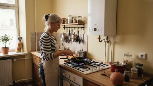 femme cuisine au gaz